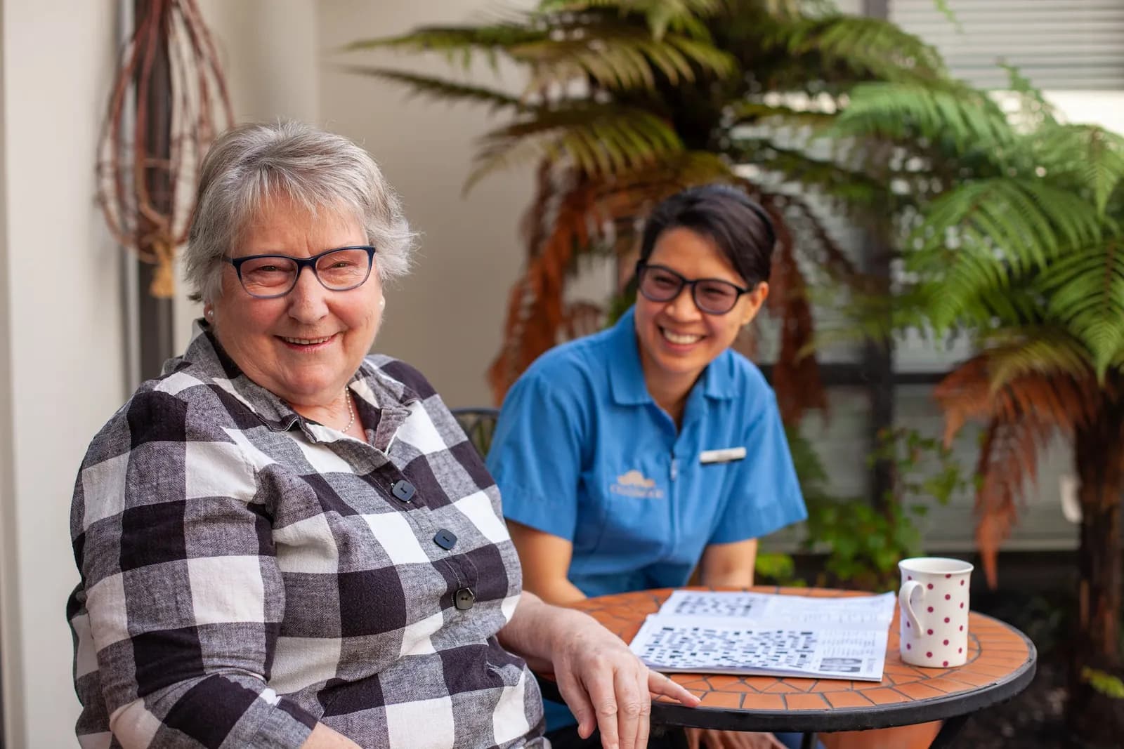 A Chatswood resident spending time with a care team member