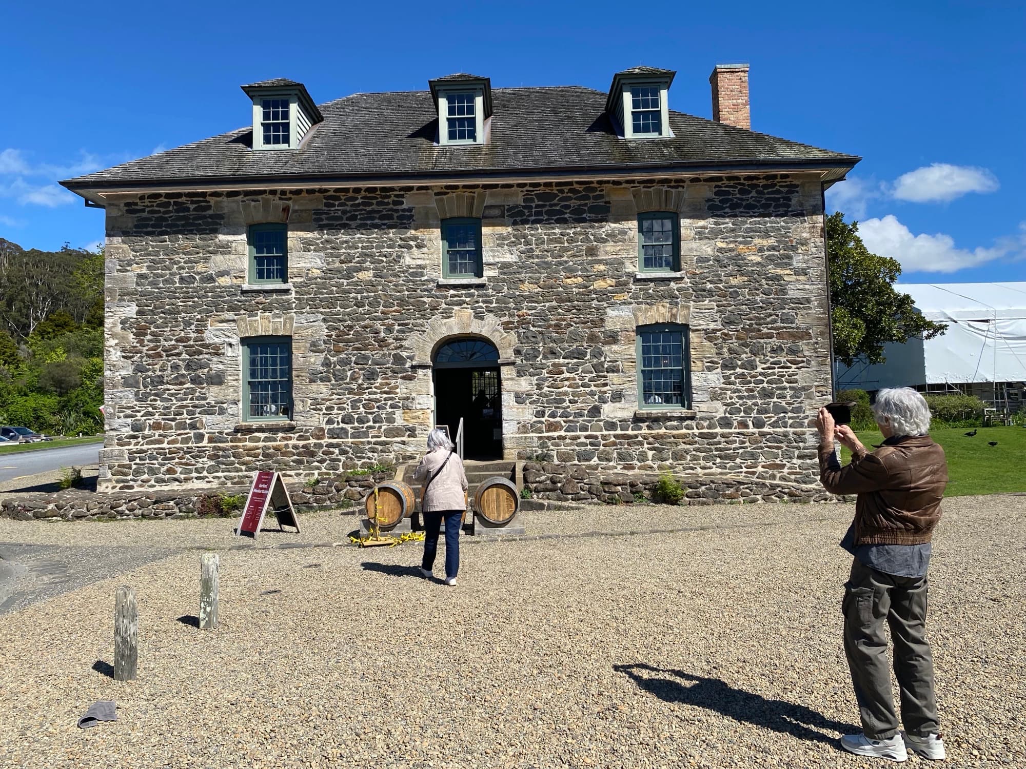Travellers visiting the historic Stone Store in Kerikeri